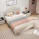Modern Simple Queen Size Bed Frame Upholstered Platform Bed with Adjustable Headboard & Linen Fabric Padded