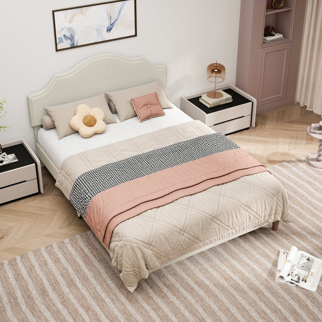 Upholstered Platform Bed,Modern Simple Style,No Box Spring Needed,Easy Assembly