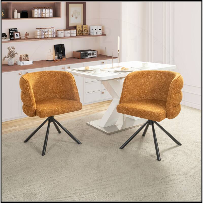 270 Degree Swivel Dining Chairs with Metal Base Set of 2