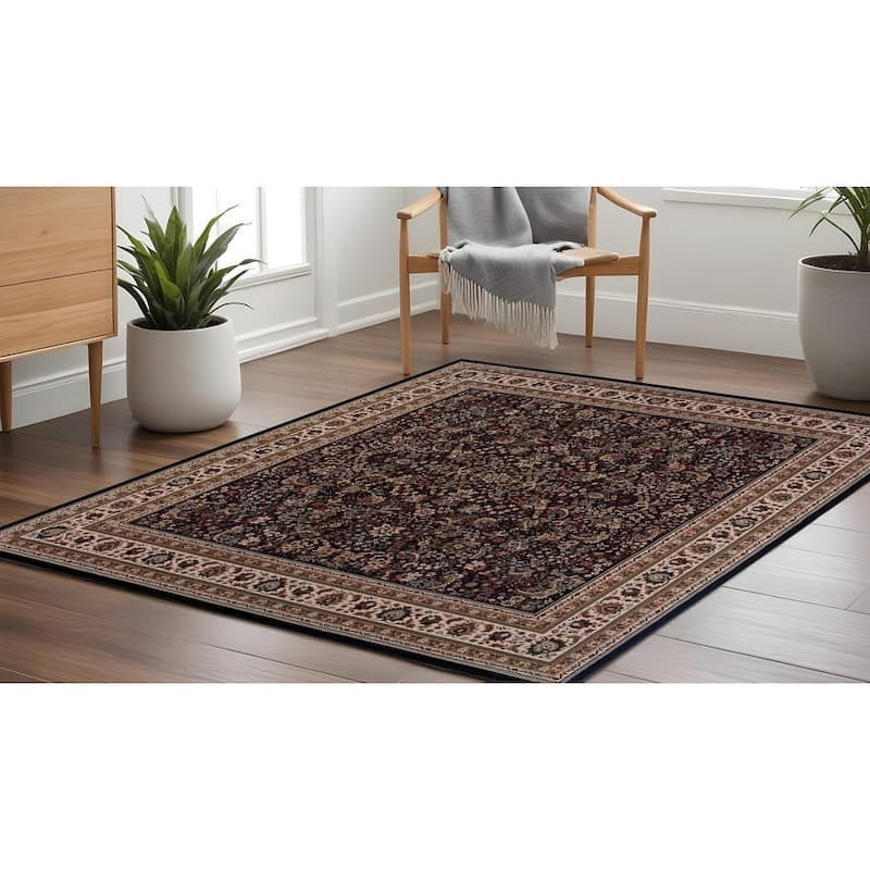 HomeRoots Oriental Traditional Square Area Rug - 94.49 in. x 94.49 in. x 0.43 in. - Black/Brown