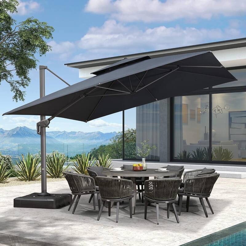 PURPLE LEAF Double Top Stylish Patio Cantilever Umbrella