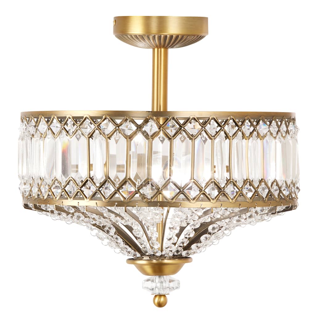 Silver Orchid Furey Bronze/Gold Tiered Glass Semi-flush Lighting Fixture - 14.75"L x 14.75"W x 15.25"H