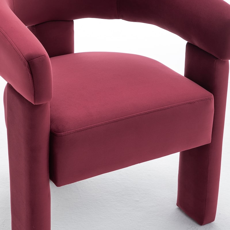 SEYNAR Modern Velvet Accent Chair, Upholstered Barrel Armchair with Curved Back and Thickened Padded Seat