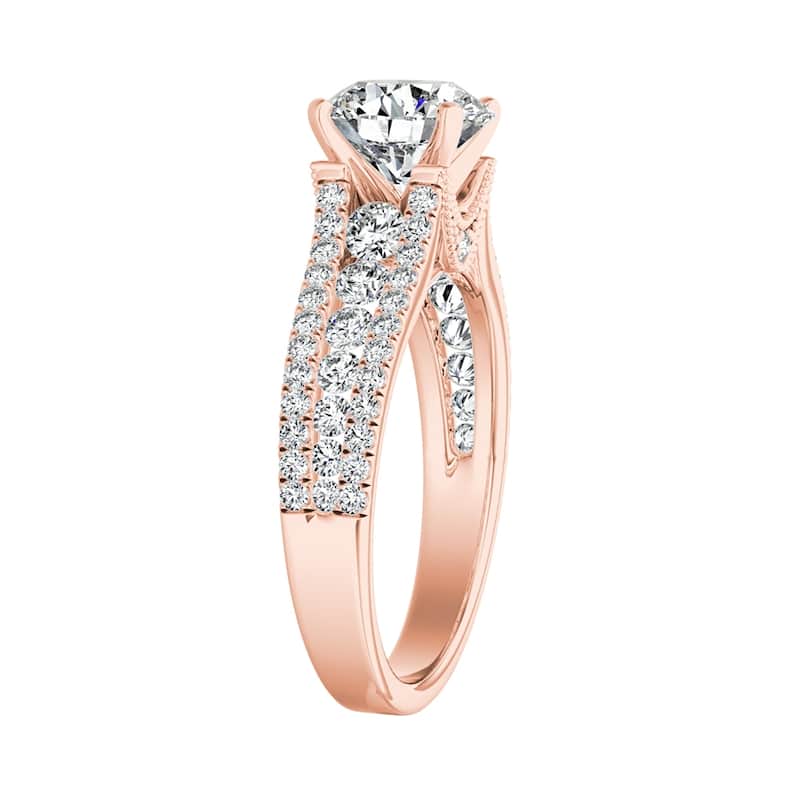 Auriya 14k Gold Vintage 1 1/2ct Moissanite and Diamond Engagement Ring 5/8ctw