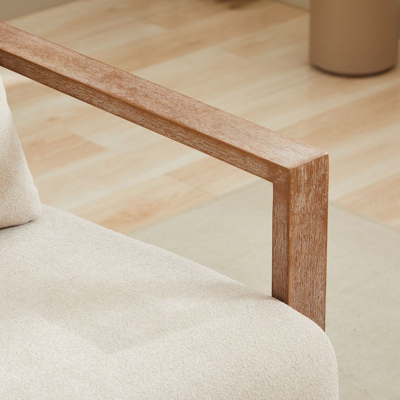 Modern Upholstered Swivel Chair Accent Chair with Solid Wood Armrests, Lounge Chair Reading Armchair for Hotel Bedroom