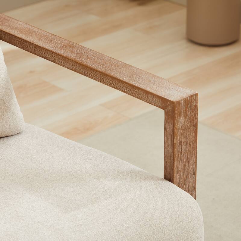 Roomfitters 30.3" Modern Swivel Accent Chair, Open-Frame Solid Wood Arms & 360° Rotation