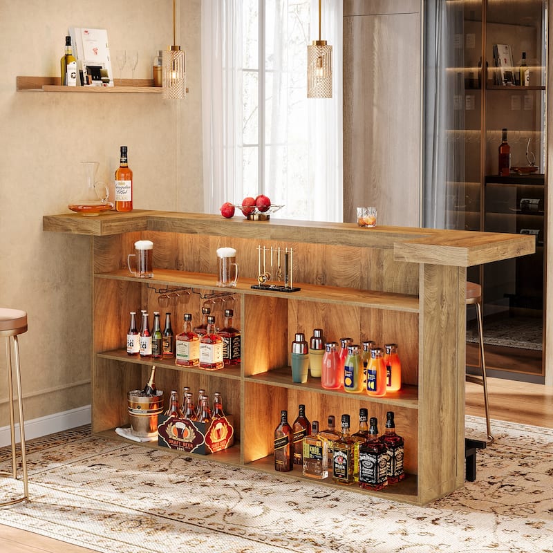 4-Tier Bar Table, 70.9-Inch Large Modern Home Bar Cabinet