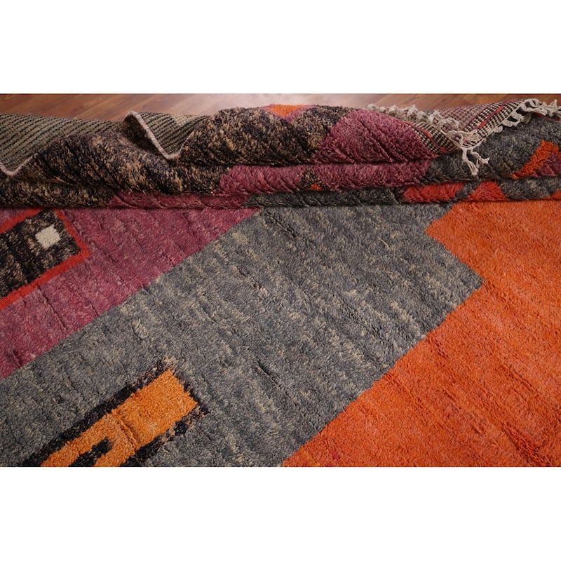 Geometric Moroccan Oriental Rug Handmade Multi-Color Wool Carpet - 8'10" x 12'4"