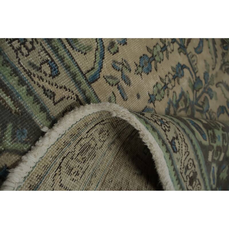 Hand Knotted Oriental 100% Wool Carpet Traditional Floral Beige & Ivories Tabriz Area Rug - 10' 11'' X 8' 3''