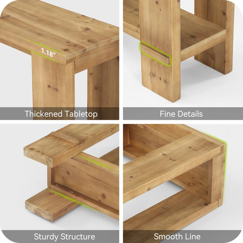 71'' Extra Long Solid Sood Console Table with Shelf for Entryway Living Room