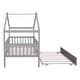 preview thumbnail 14 of 38, Twin Size House Bed with Trundle, Wooden Playhouse Kids Bed Frame with Roof and Fence, Montessori Style Bed