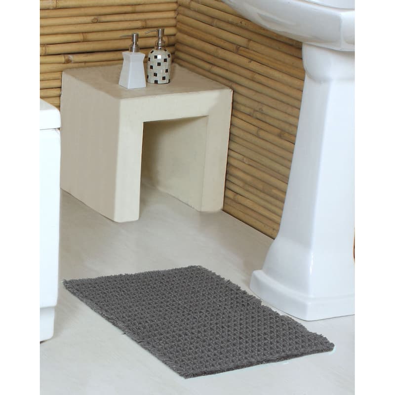 Belgian Waffle Recycled Polyester Eco-Friendly Bath Rug - Grey - 20x32
