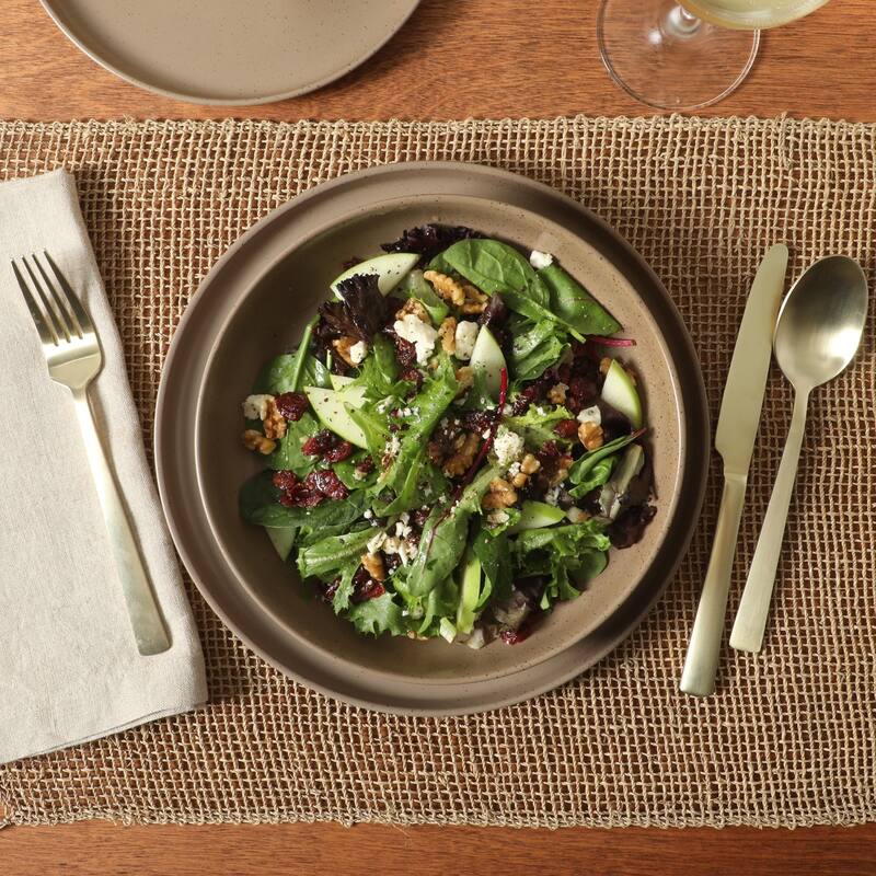 Gibson Elite Overbrook 16-Piece Pottery Clay Stoneware Stackable Dinnerware Set - Plates & Bowls, Reactive Glaze, Service for 4