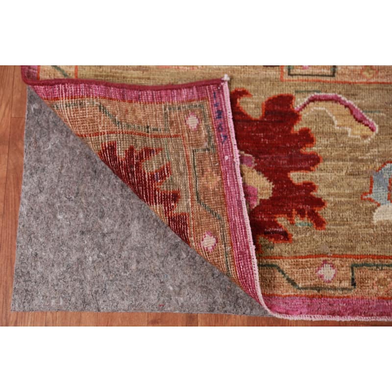 Hand Knotted Oriental 100% Wool Carpet Transitional All-Over Pink Oushak Area Rug - 9' 9'' X 8' 0''
