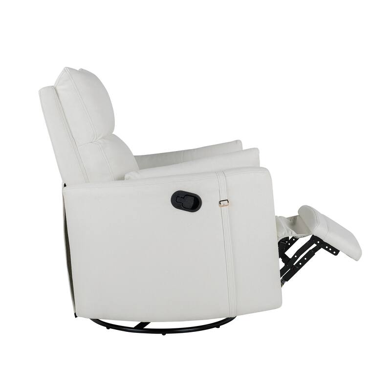 Beige Upholstered Swivel Rocker Recliner Chair with Manual Adjustment, 360° Swivel, and Two Removable Pillows