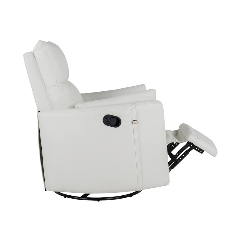 Beige Upholstered Swivel Rocker Recliner with Manual Recline, 360° Swivel, and Two Removable Cushions