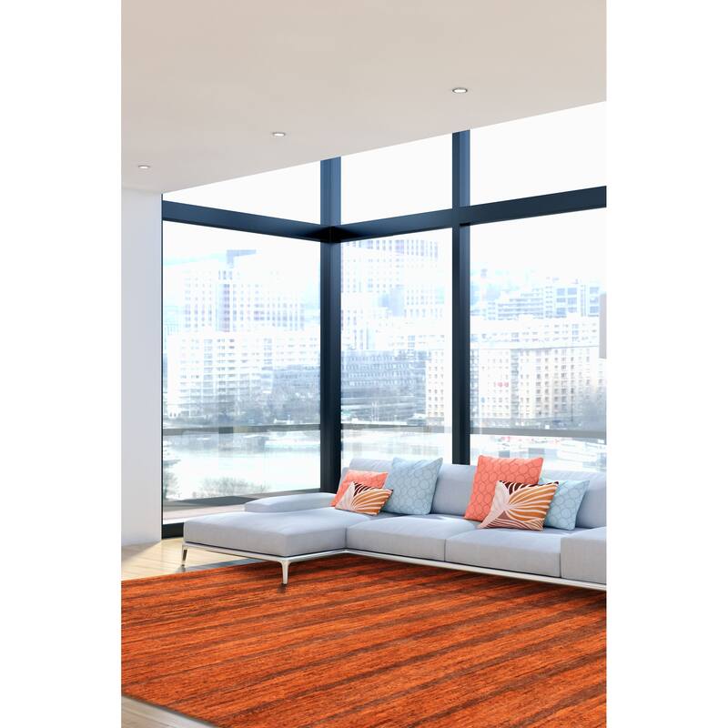 ECARPETGALLERY Hand-knotted Opulence Orange Wool Rug - 10'0 x 10'0