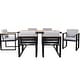 preview thumbnail 7 of 34, 7-Piece Outdoor Patio Steel Dining Set with Umbrella Hole and 6 Cushioned Armchairs
