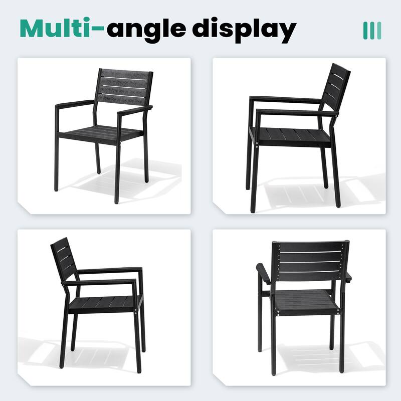 11PC Outdoor Patio Aluminum X-Frame Dining Set Table with Stackable Chairs Umbrella Hole