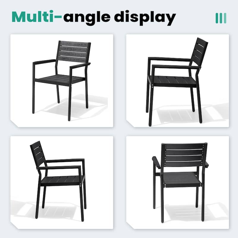 13PC Outdoor Patio Aluminum X-Frame Dining Set Table with Stackable Chairs Umbrella Hole