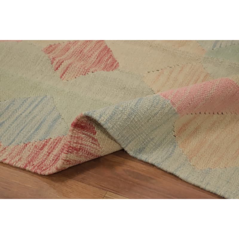 Hand Woven Oriental 100% Wool Carpet Southwestern Tribal Multi-Colored Kilim Area Rug - 8' 3'' X 4' 8''