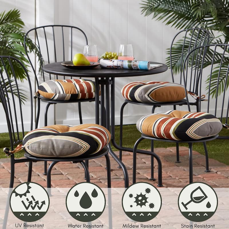 Brick Stripe Outdoor 15-inch Bistro Chair Cushions (Set of 2)