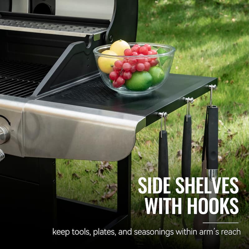 Royal Gourmet 2-Burner Gas and Charcoal Combo Grill with Cover, black