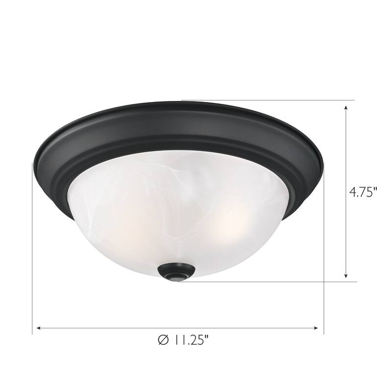 Design House 2 Pack 2-Light Indoor Dimmable Matte Black Ceiling Light with Alabaster Glass Shade