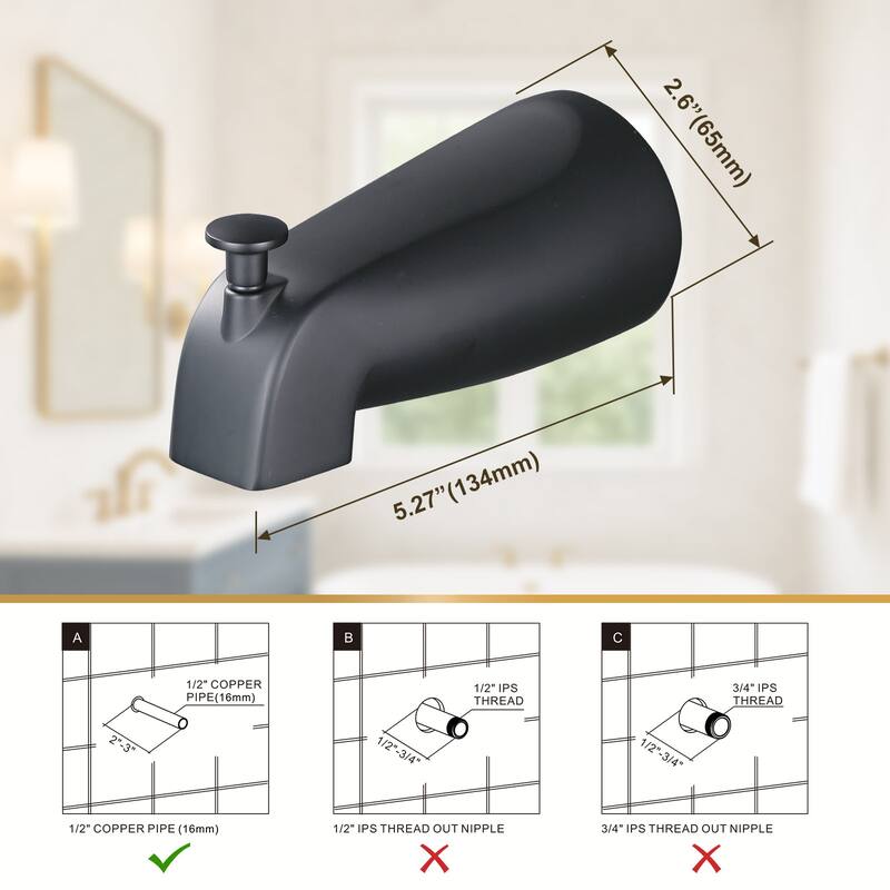 WOWOW Integrated Diverter Bathtub Spout