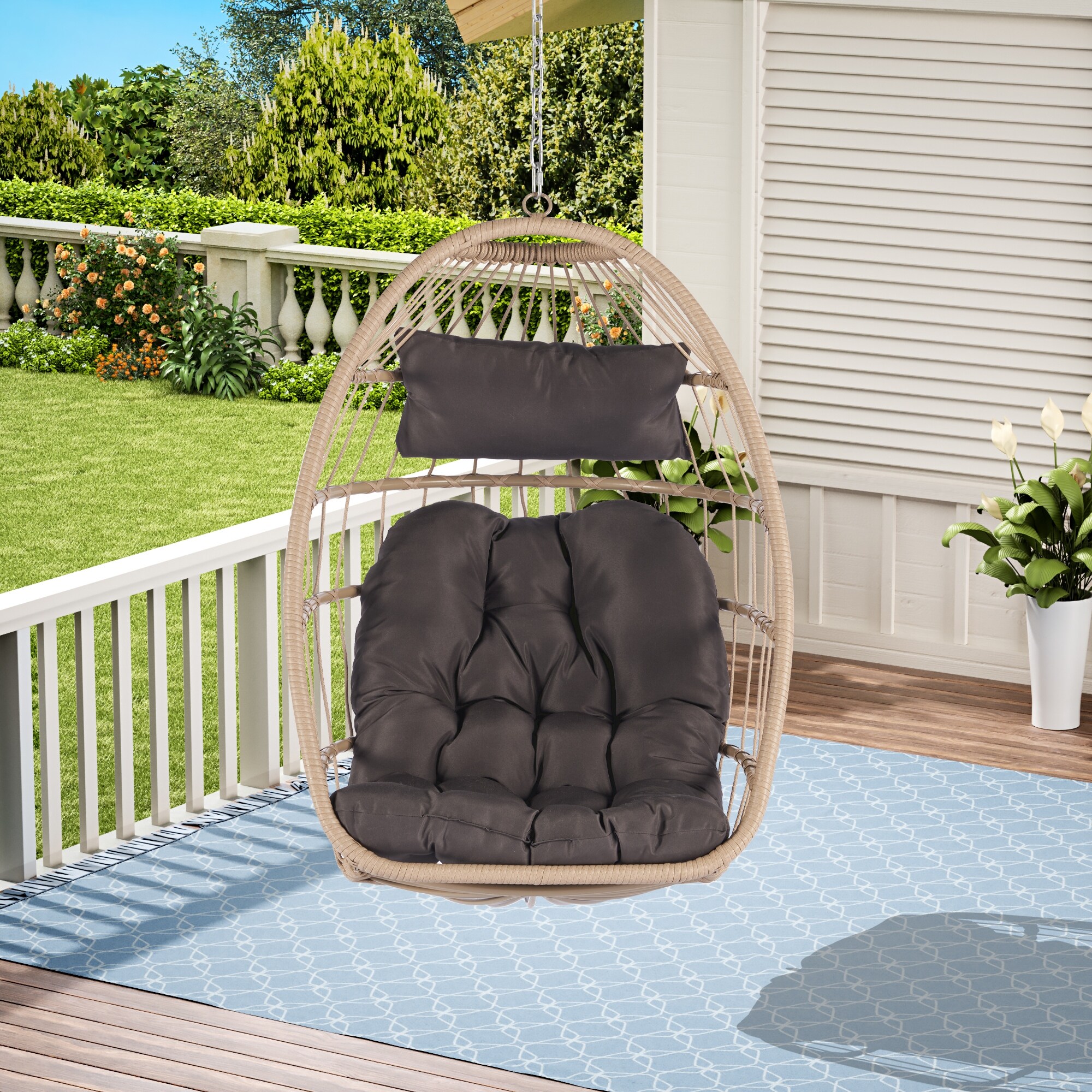 Ceiling Hanging Swing Relaxing Meditation Chair Egg Chair Dark Gray Bed Bath Beyond 40270546