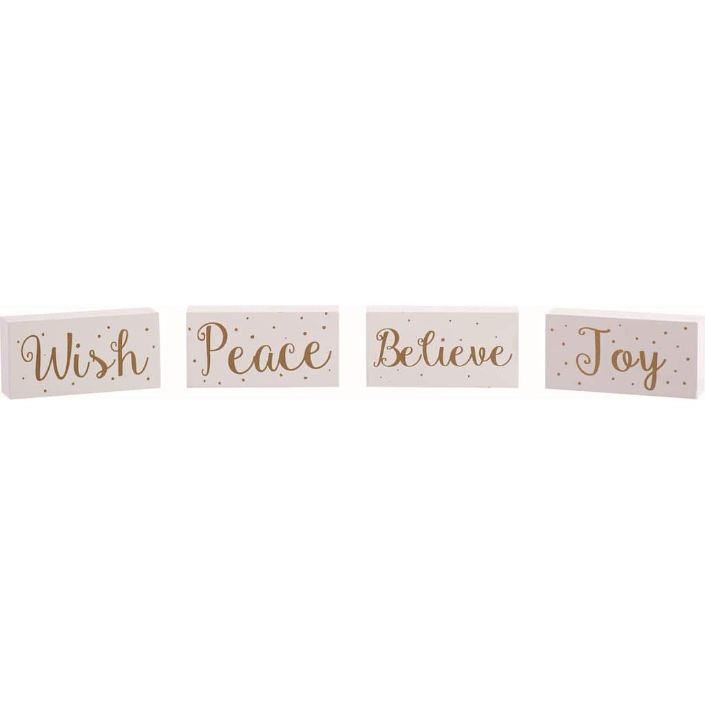 Transpac MDF Word Block Set of 4 Christmas Home Decorations