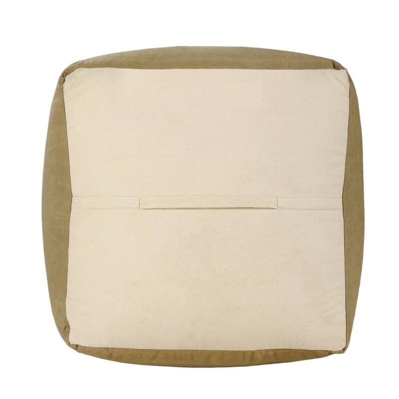 20" Gray and Brown Rustic Farmhouse Handmade Square Pouf Ottoman