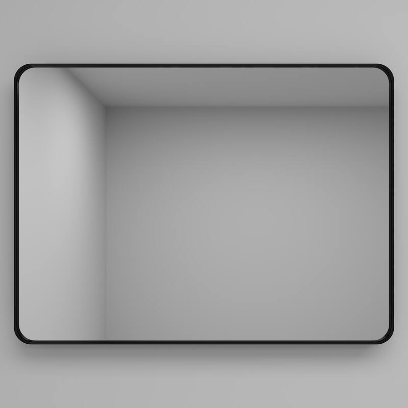 22 x 30 Inch Black Metal Framed Rectangular Tempered Bathroom Mirror for Wall - 29.72