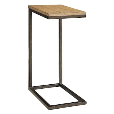 25.25" Brown and Black Computer Tray Table with Rectangular Top