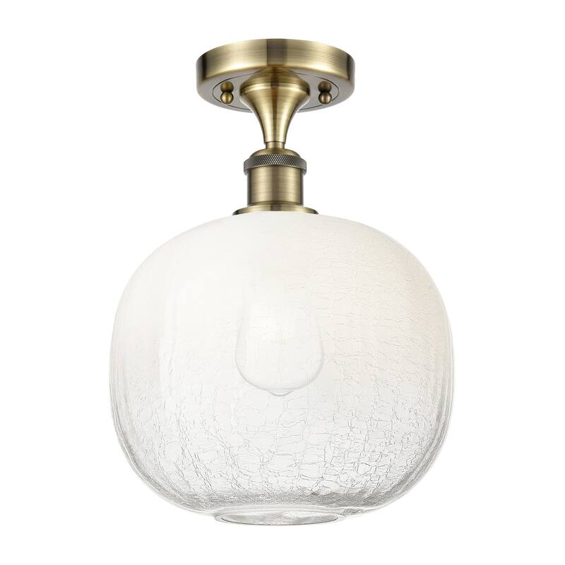 Innovations Lighting 516-1C-13-11 Brookhaven Sphere Semi-Flush - Antique Brass / Opal