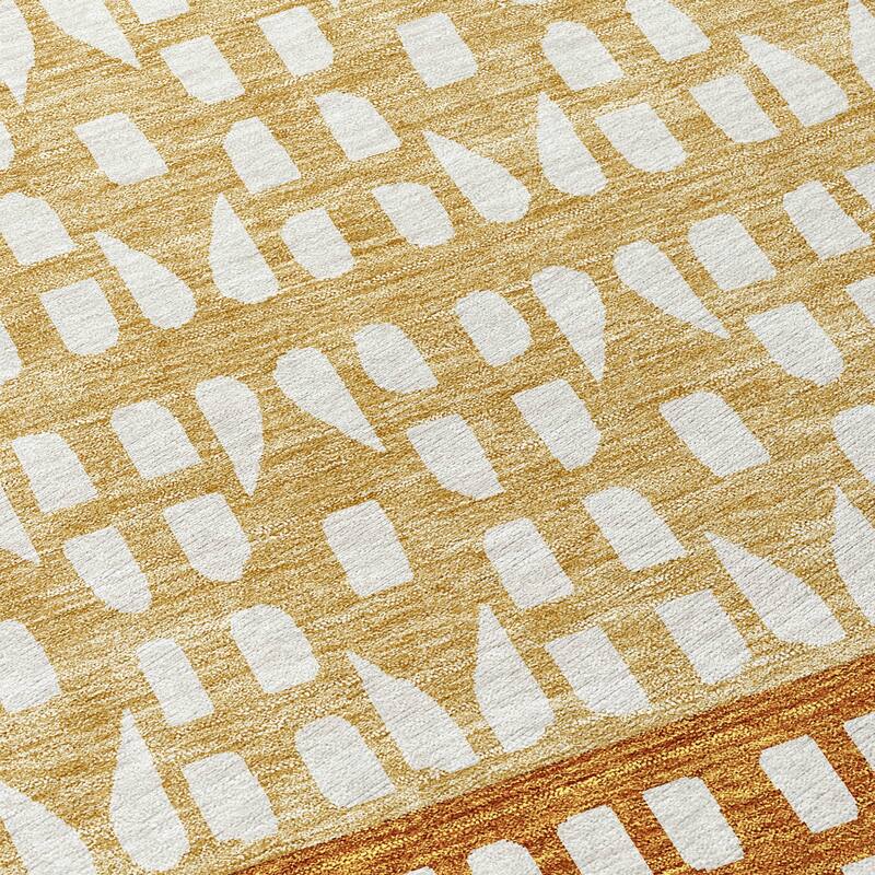 Machine Washable Indoor/ Outdoor Stripe Geo Chantille Rug