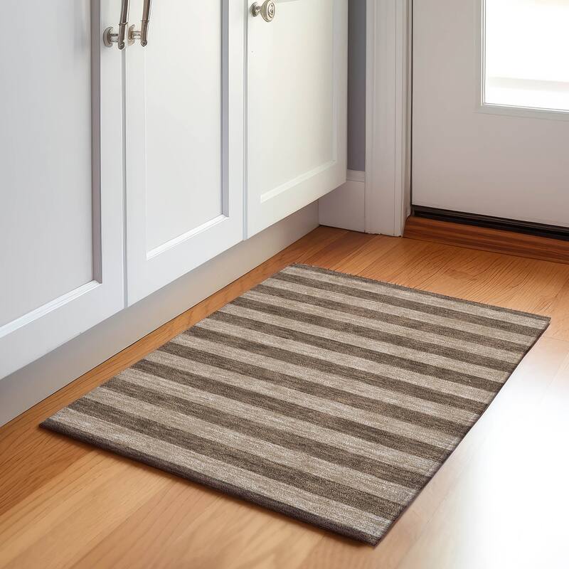 Premium Washable Super Soft Cabana Stripe Mayfield Rug - Coffee - 1' 8" x 2' 6" - Rectangle