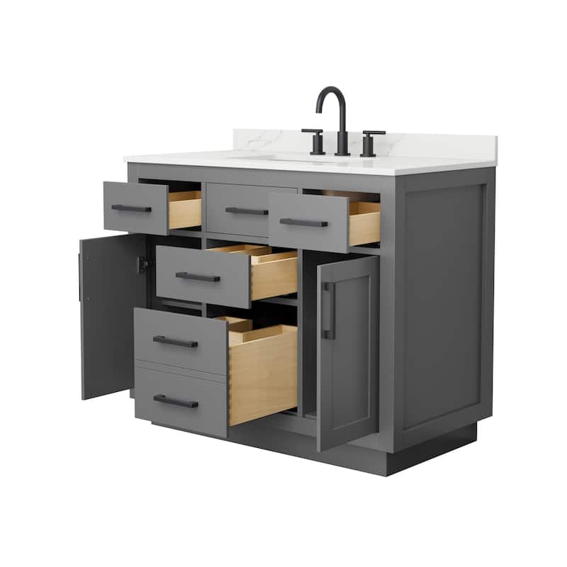 Beckett TK 42-inch Single Vanity, 3 Hole Quartz Top