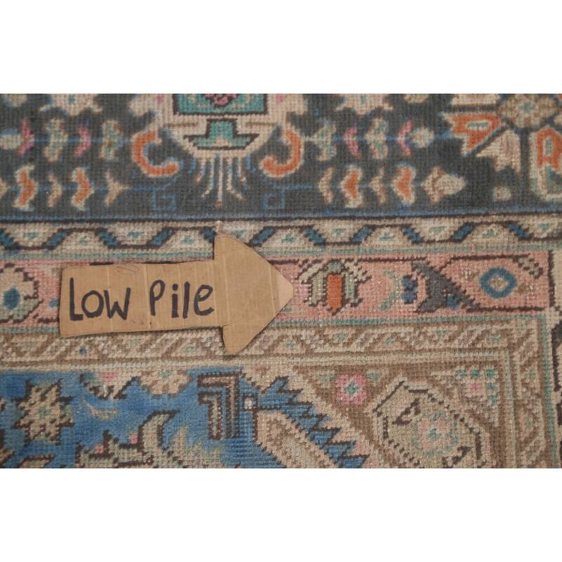 Over Dyed Blue Tabriz Persian Vintage Rug Hand-Knotted Wool Carpet - 8'0"x 10'11"