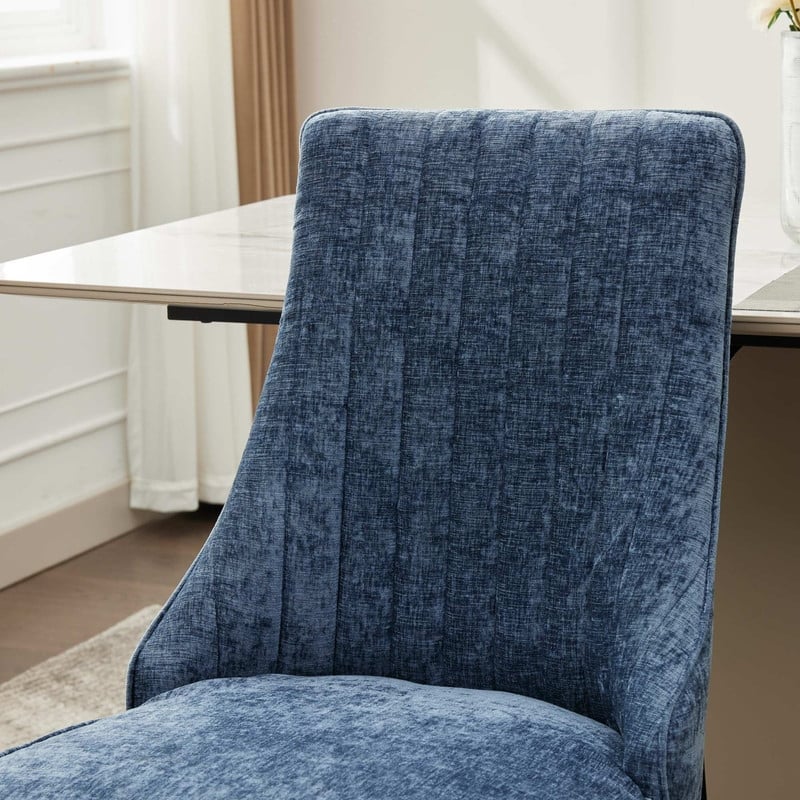 Rayon Cloth Flocking Chenille Dining Chairs Channel Kitchen Dinner Chair Comfy Fabric Upholstered Accent Chair