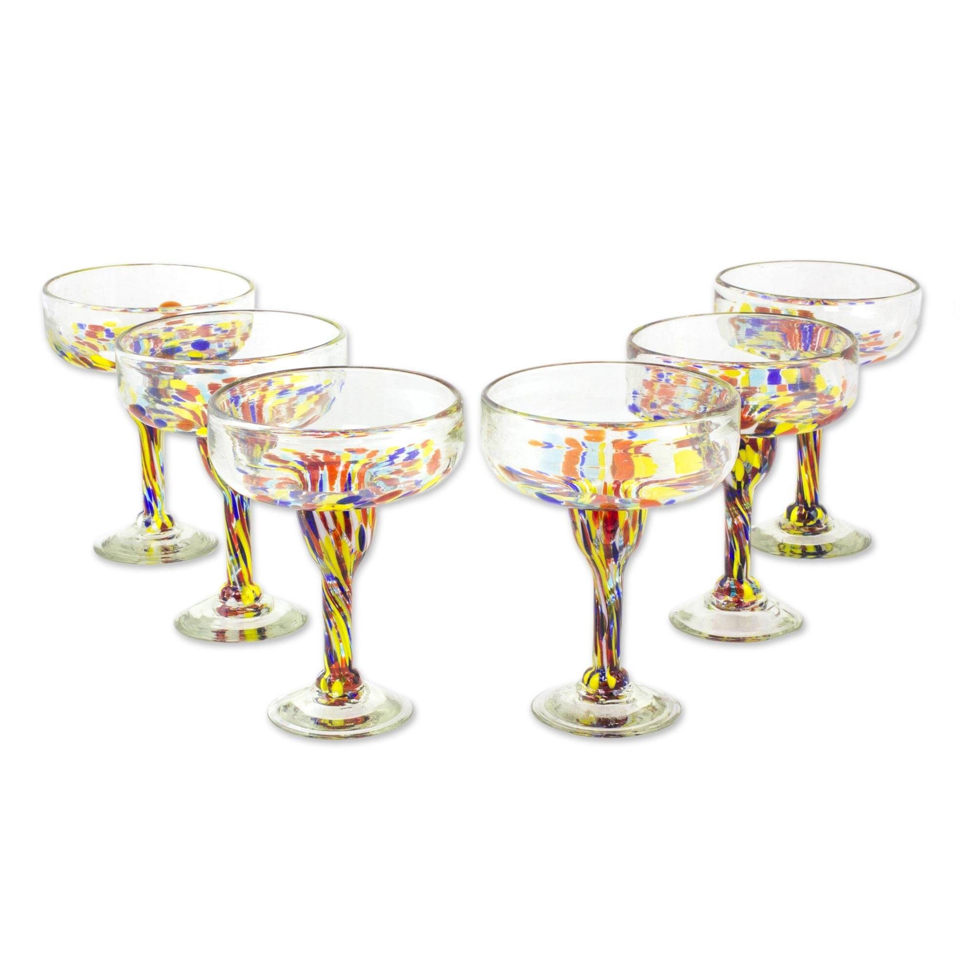 Novica Handmade Confetti Festival Blown Glass Margarita Glasses (Set Of 6)  - Bed Bath & Beyond - 34502135