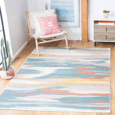 SAFAVIEH Skyler Amale Modern Abstract Rug - Beige/Terracotta - 5'5" x 7'7"