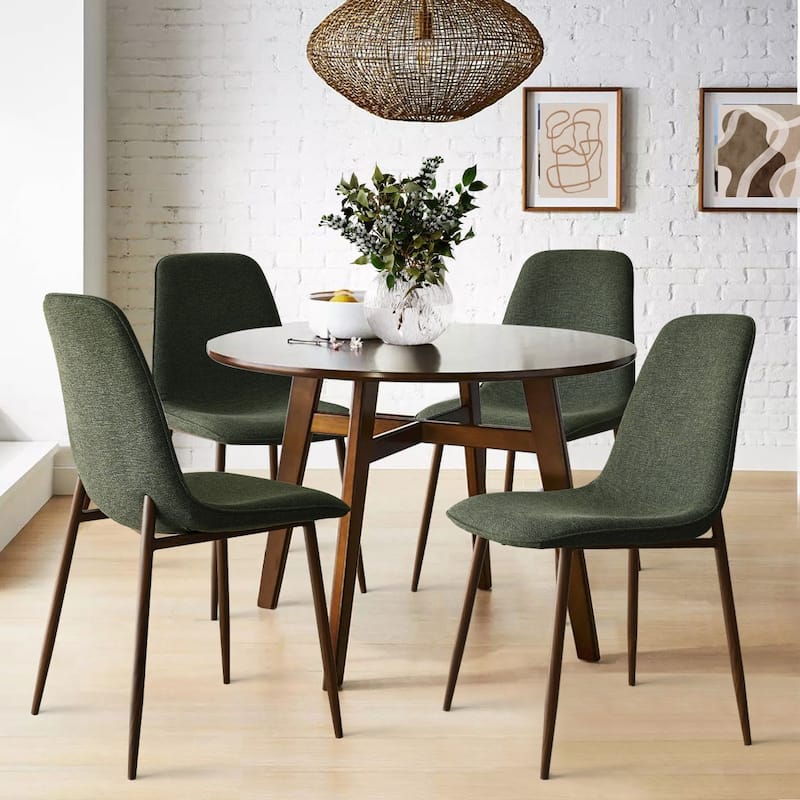 Modern Solid Back Side Dining Chair Walnut leg(Set of 4)