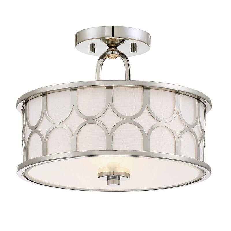 Bellevue 2 Light 13" Wide Semi-Flush Drum Ceiling Fixture - Polished Nickel