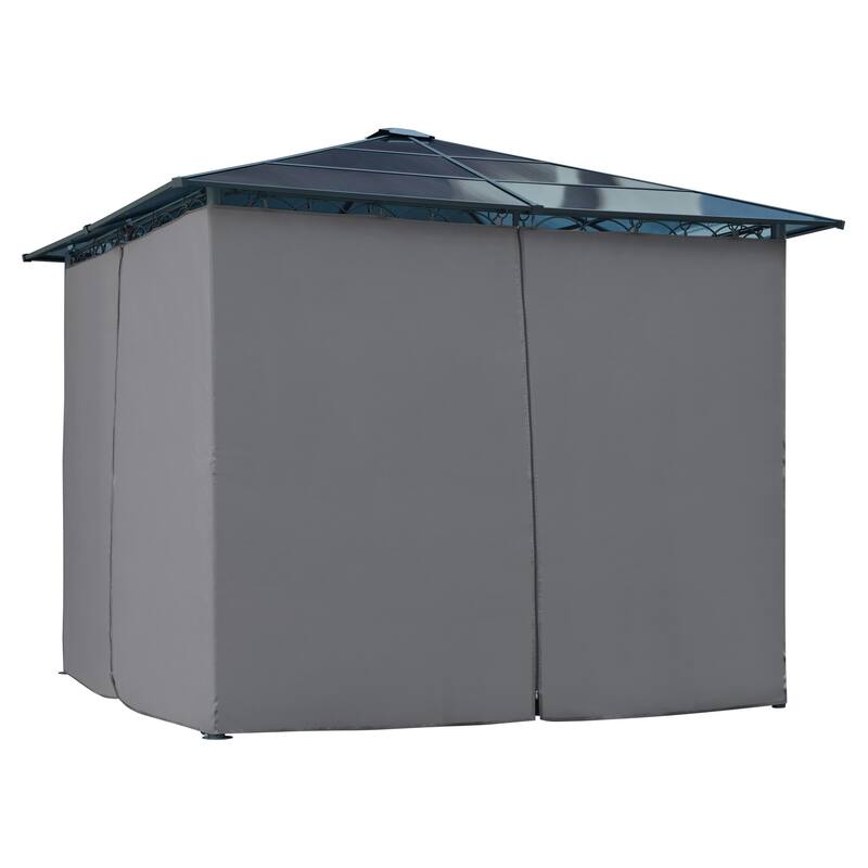 10'x10' Hardtop Patio Gazebo with Privacy Curtains and Mosquito Netting