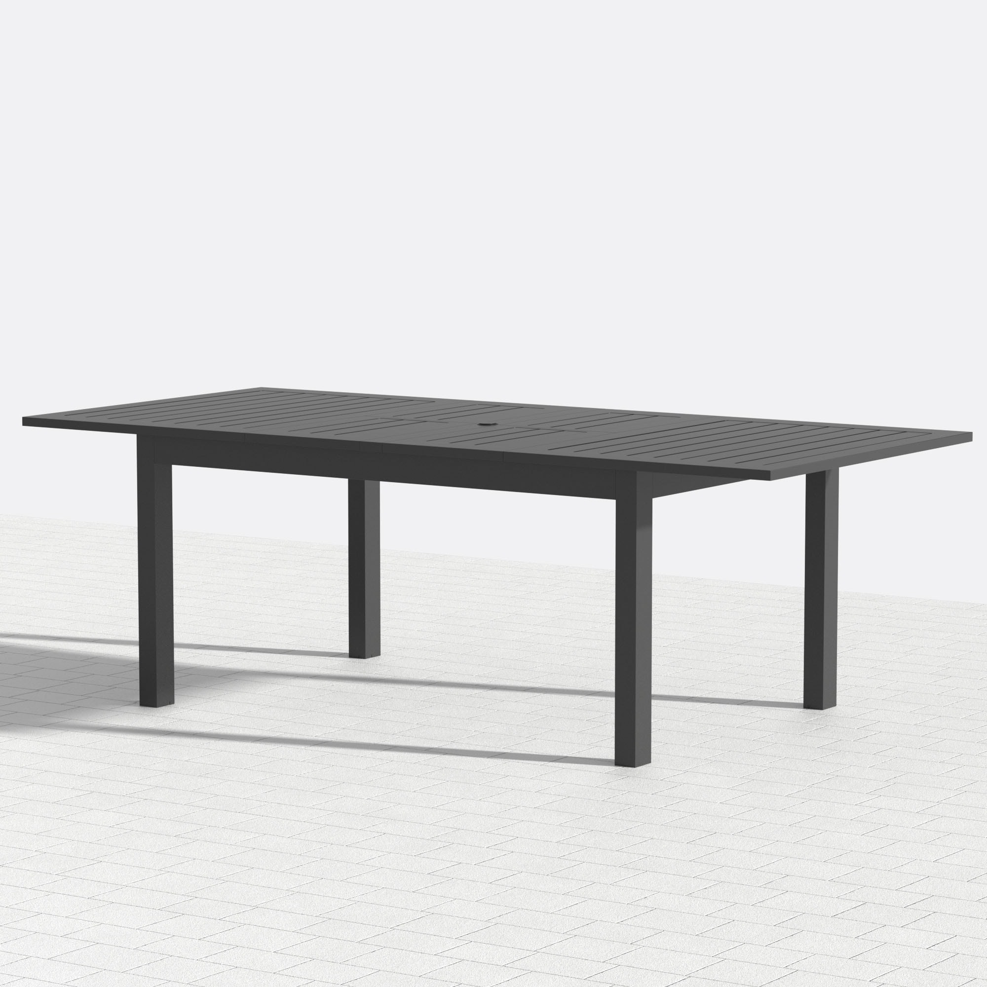 91.7"L Extendable Aluminum Outdoor Dining Table with Umbrella Hole
