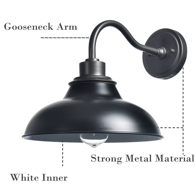 Sanver Black Gooseneck Wall Sconces Farmhouse Barn Light, 1-Light