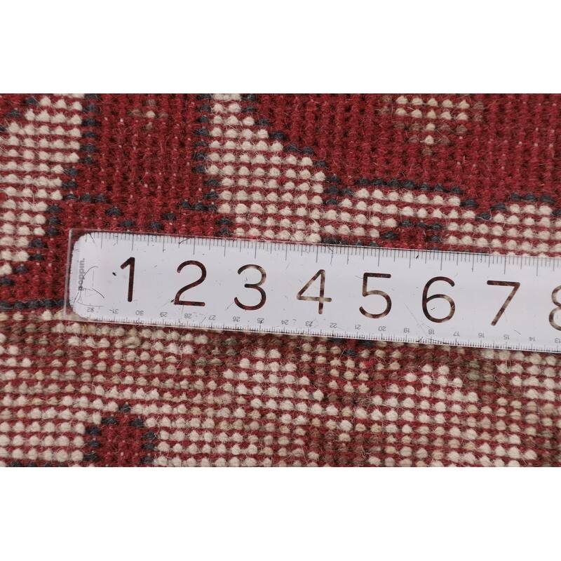 Red & Ivory Oushak Indian Runner Rug Hand-Knotted Wool Carpet - 2'9"x 7'10"