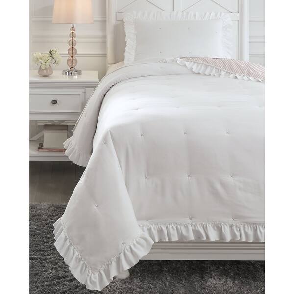Jenalyn Casual Youth White Light Pink Comforter Set Overstock 32015033