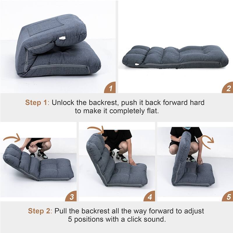 VredHom Adjustable 5-Position Padded Floor Chair Lazy Sofa Recliner